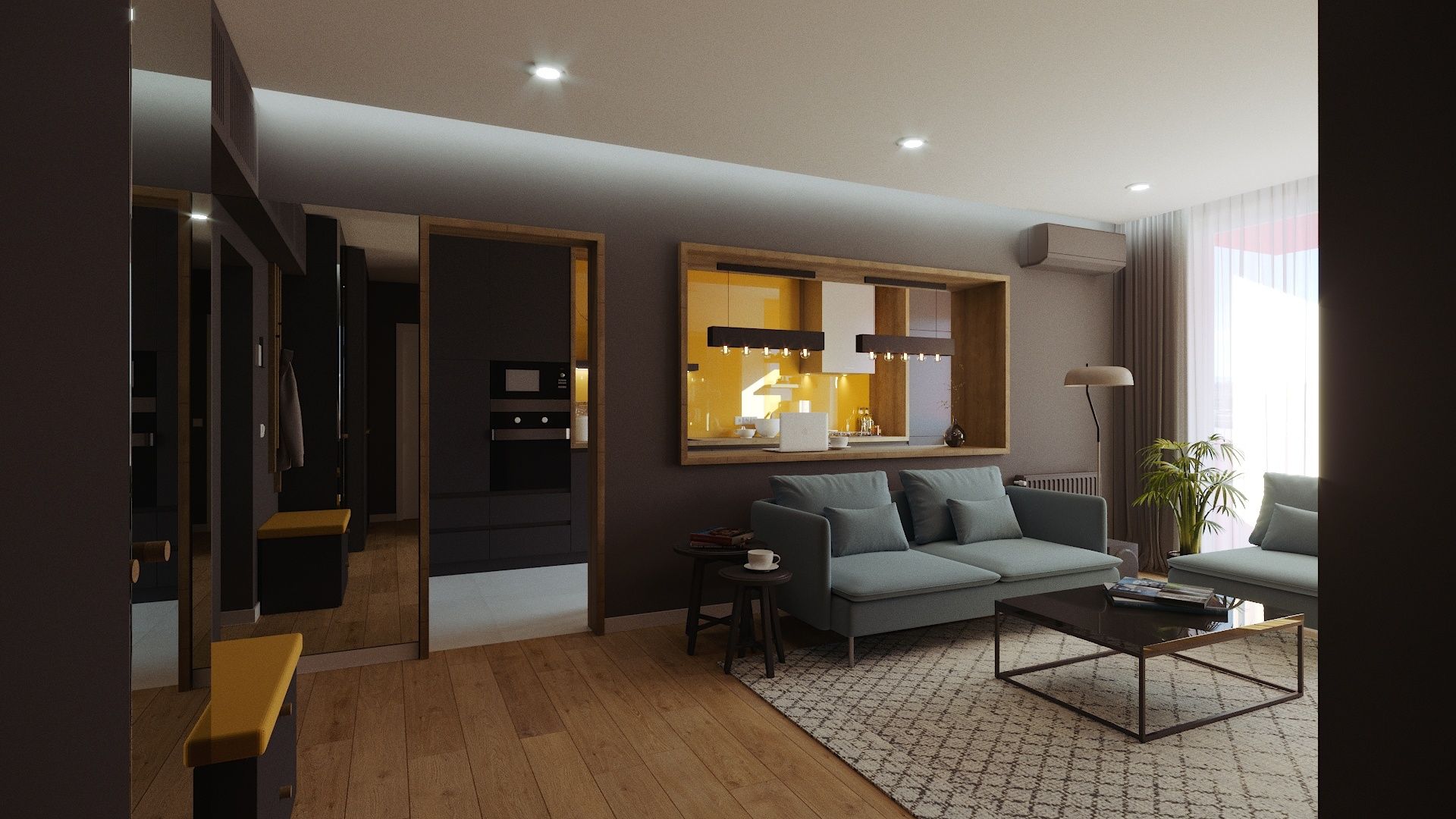 Dark Tones in a 2-Room Apartment in Oradea, Romania